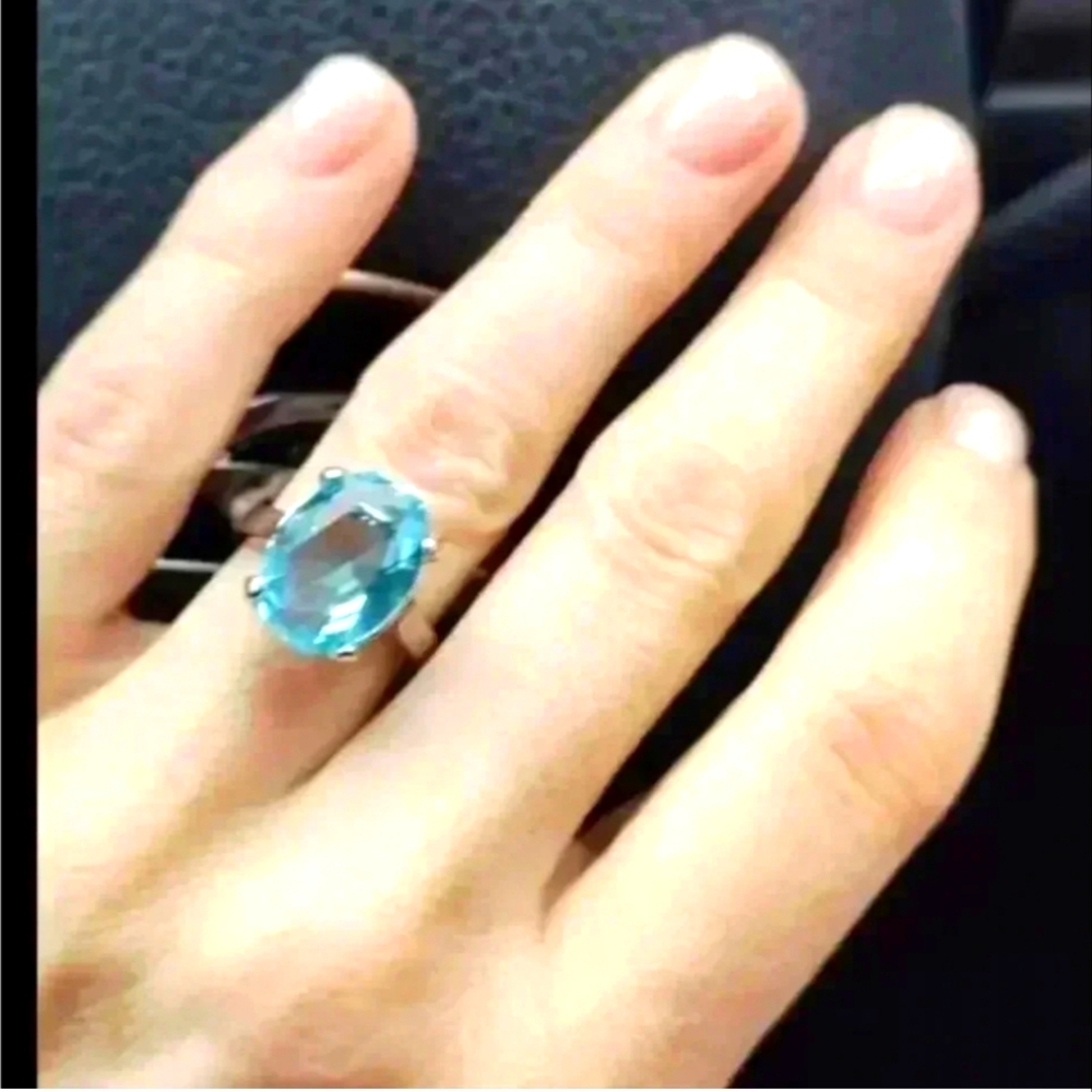 Wedding engagement women blue stone ring